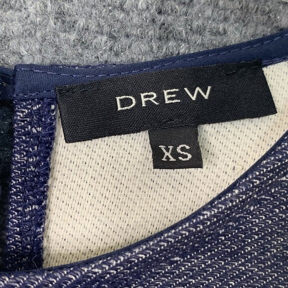 Drew Crop Tank Top Women XS Fringed Hem Heather Blue - Picture 5 of 9